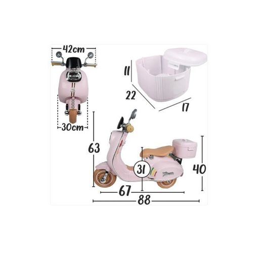 🛵 Moto Électrique Vespa 12V Enfant – Scooter 3 Roues avec MP3