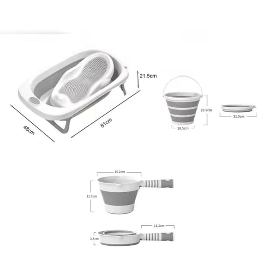 🛁 Ensemble Baignoire Pliable Nouveau-Né / Tout-Petit – 4 Pièces