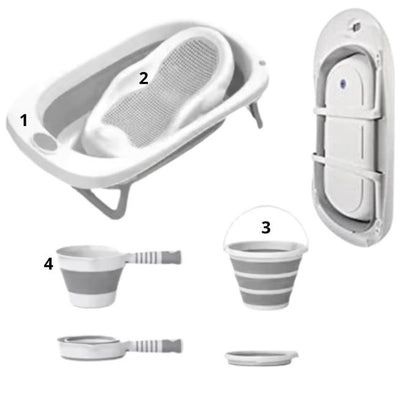🛁 Ensemble Baignoire Pliable Nouveau-Né / Tout-Petit – 4 Pièces