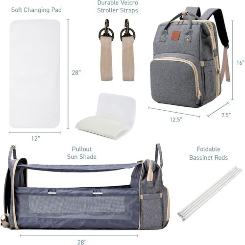 Sac à Dos à Langer avec Lit Bébé Pliable – Maternité Pratique et Portable